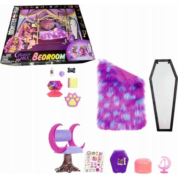 Set Monster High Clawdeen Wolf Camera da Letto con Letto e Accessori per Bambini 4+