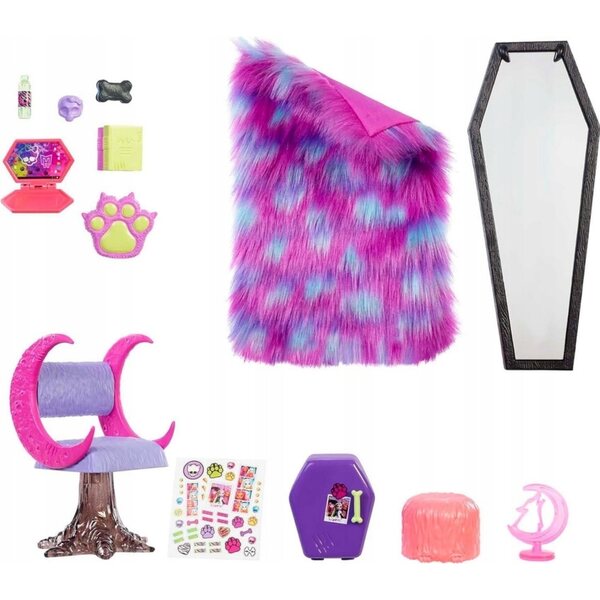 Set Monster High Clawdeen Wolf Camera da Letto con Letto e Accessori per Bambini 4+