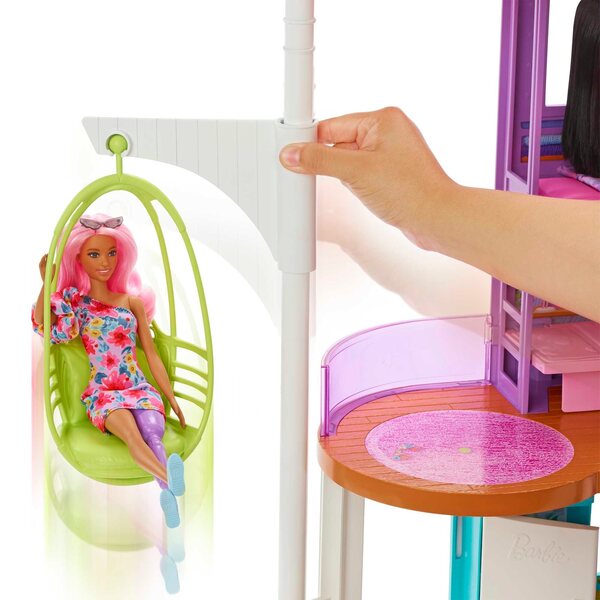 Barbie Villa Holiday Puppenhaus mit 30 Spielteilen, 2 Ebenen