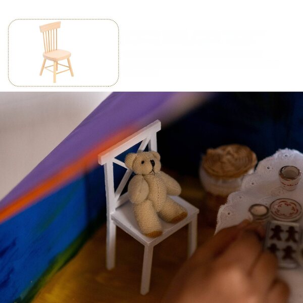 Set Miniature in Legno Naturale: Tavolo e Sedie per Casa delle Bambole
