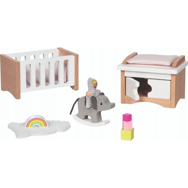 Set Mobili in Legno per Bambole Camera per Bambini Goki Beige 3+