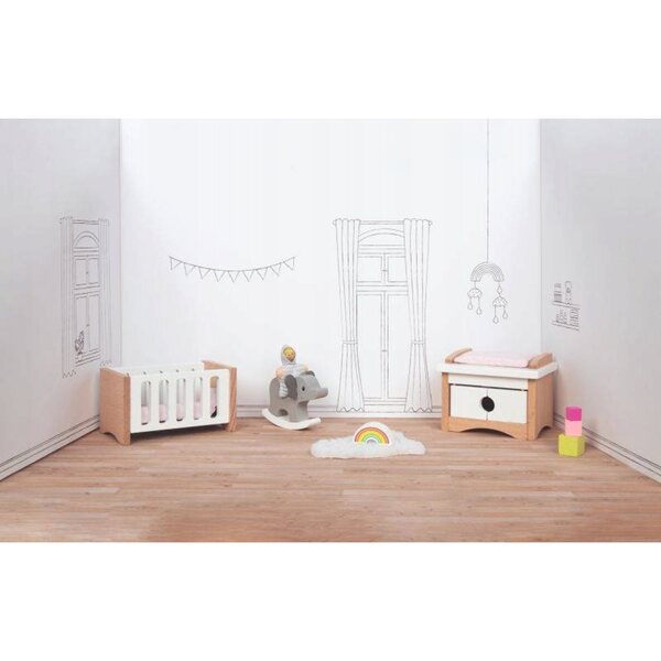 Set Mobili in Legno per Bambole Camera per Bambini Goki Beige 3+