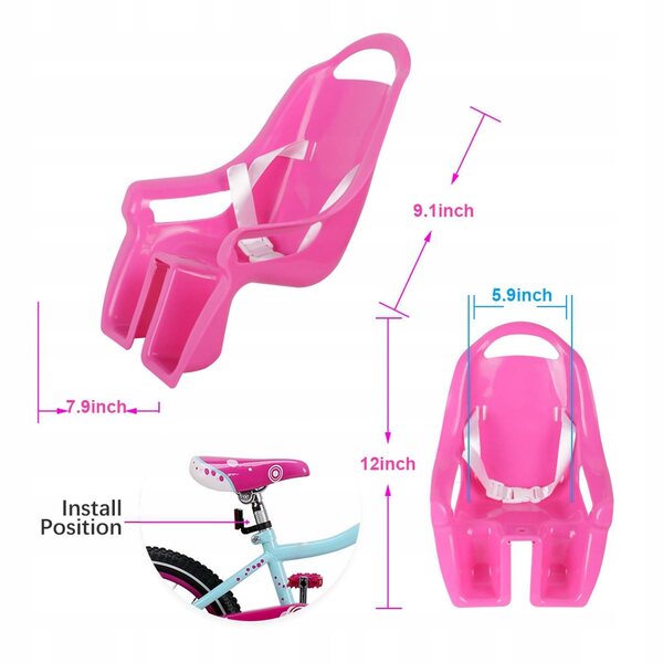 Fotelik per bambole da bici per bambine con luci LED e suoni, in plastica
