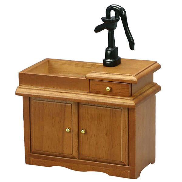 Miniature di case delle bambole: toeletta e lavandino in legno 1/12, accessori decorativi