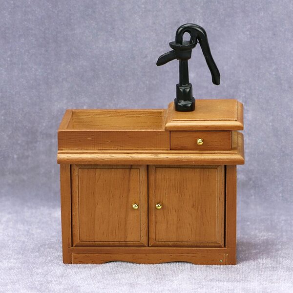 Miniature di case delle bambole: toeletta e lavandino in legno 1/12, accessori decorativi