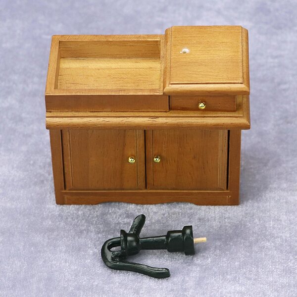 Miniature di case delle bambole: toeletta e lavandino in legno 1/12, accessori decorativi