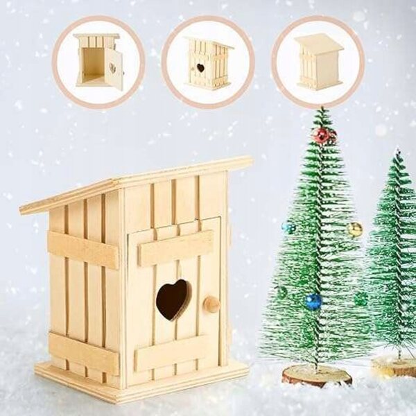 Miniatur-Haustoilette aus Holz im Maßstab 1:12 – Kreatives und lustiges Zubehör