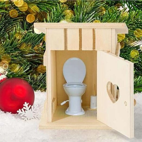 Miniatur-Haustoilette aus Holz im Maßstab 1:12 – Kreatives und lustiges Zubehör