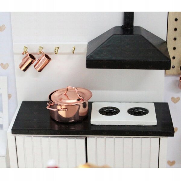 Miniatur-Kupfertöpfe für Puppenhäuser im Maßstab 1:12, 2er-Set