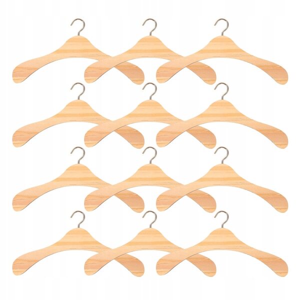 Set 12 Mini Appendini in Legno per Abiti di Bambole, Organizza il Guardaroba