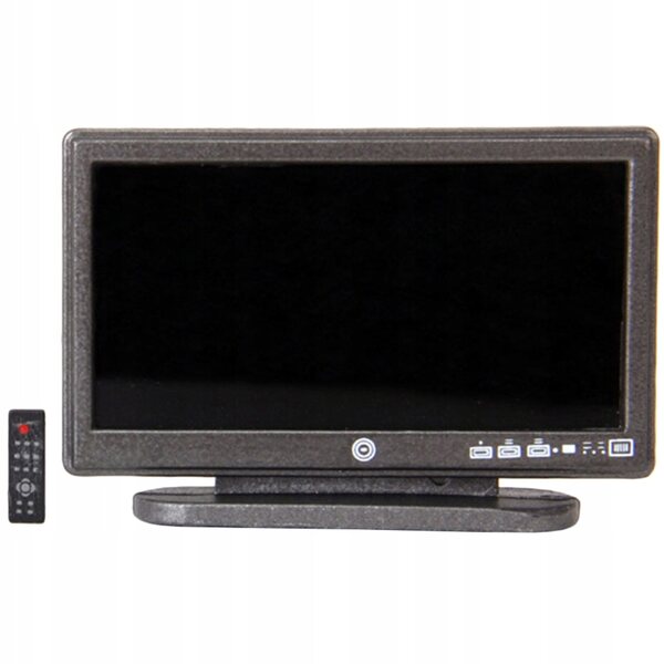 Mini TV in plastica nera per casa delle bambole con telecomando in scala