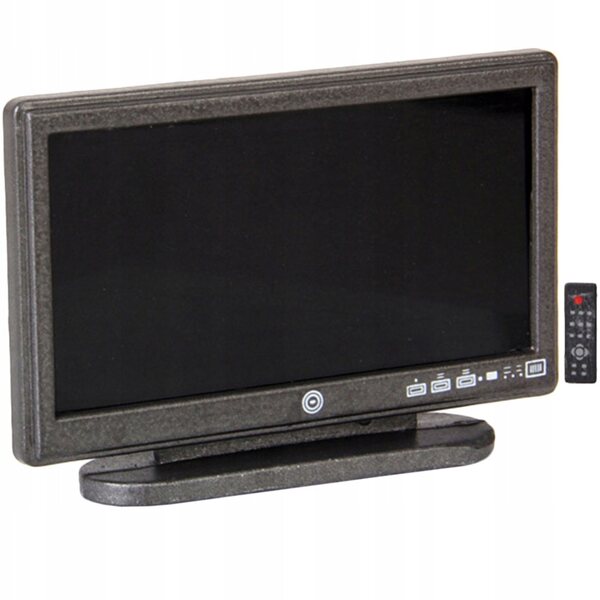 Mini TV in plastica nera per casa delle bambole con telecomando in scala