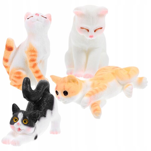 Miniature figurine di gatti in plastica colorata set da 4 per decorazioni uniche