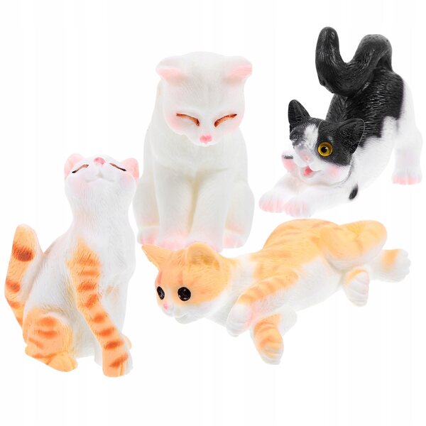 Miniature figurine di gatti in plastica colorata set da 4 per decorazioni uniche