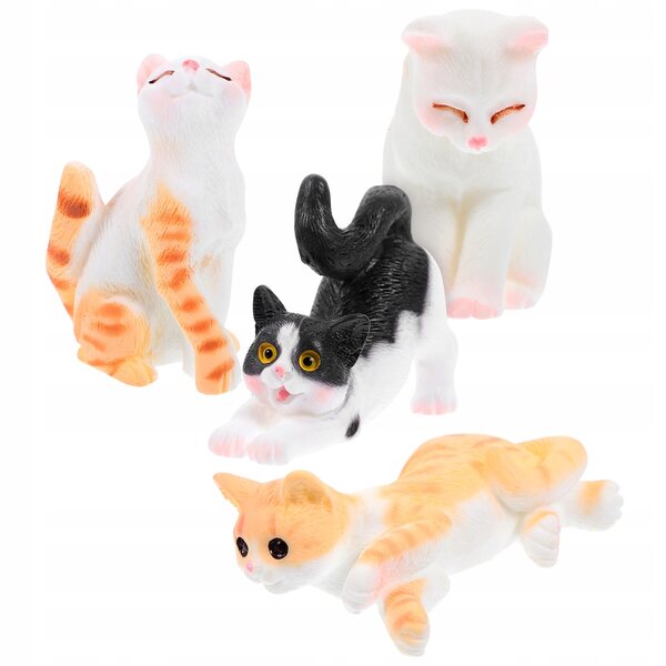 Miniature figurine di gatti in plastica colorata set da 4 per decorazioni uniche