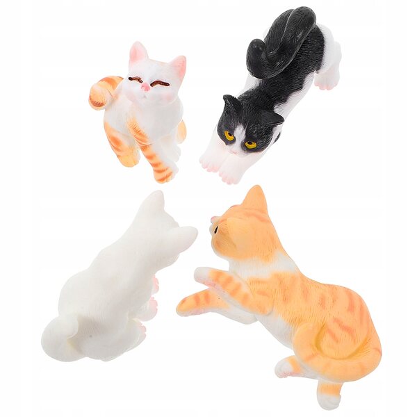 Miniature figurine di gatti in plastica colorata set da 4 per decorazioni uniche