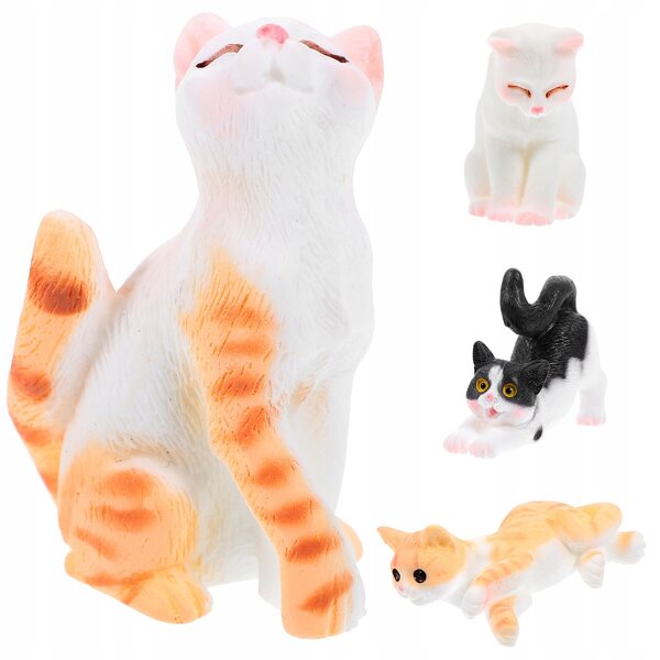 Miniature figurine di gatti in plastica colorata set da 4 per decorazioni uniche