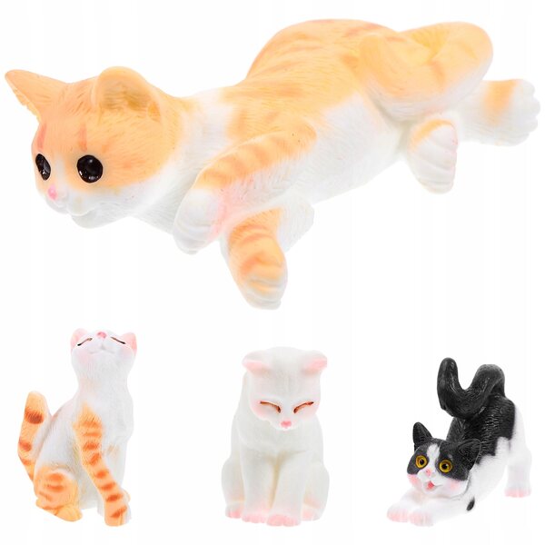 Miniature figurine di gatti in plastica colorata set da 4 per decorazioni uniche