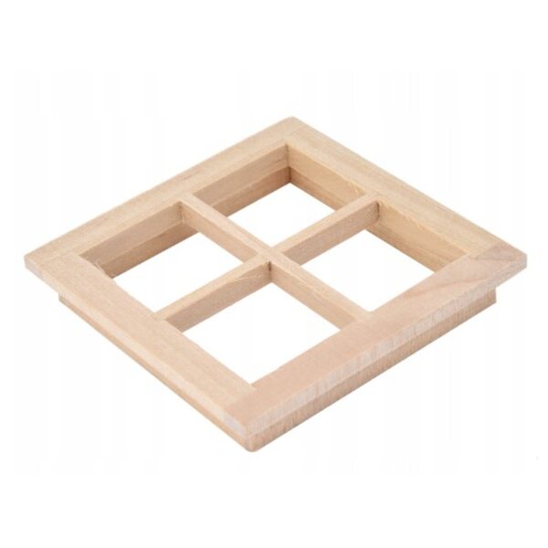 Miniatuur houten raam 7x7 cm voor poppenhuis op schaal 1:12