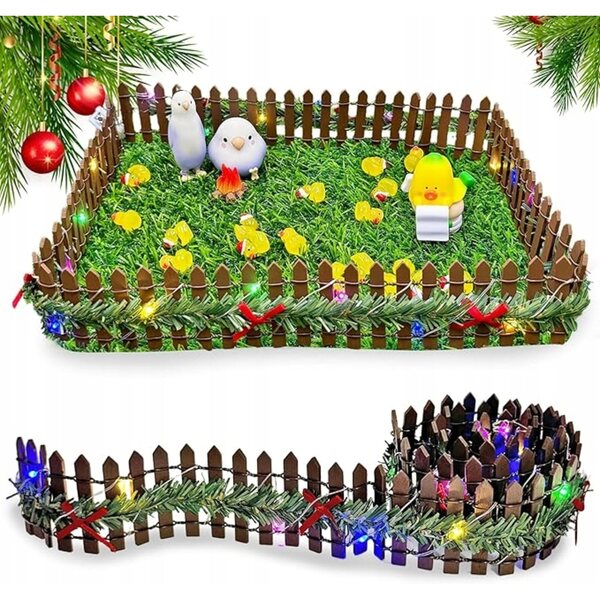 Mini Recinzione da Giardino in Legno con Luci Decorative per Casa delle Bambole