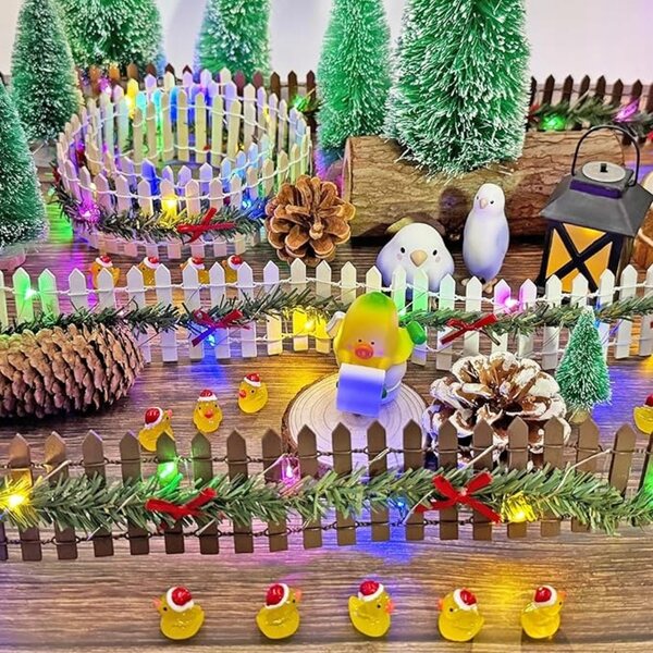 Mini Recinzione da Giardino in Legno con Luci Decorative per Casa delle Bambole
