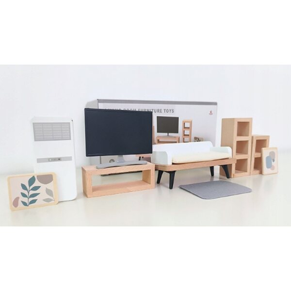 Holzmöbel-Set für Puppenhaus – farbenfrohes und hochwertiges Wohnzimmer