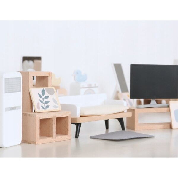 Holzmöbel-Set für Puppenhaus – farbenfrohes und hochwertiges Wohnzimmer