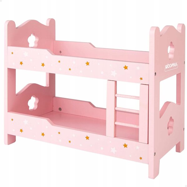 Letto a castello per bambole rosa in legno con effetti luminosi 31x26x26 cm