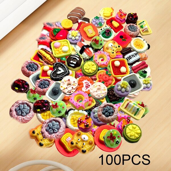 Set 100 Miniature di Cibo in Resina Realistica per Giochi e Decorazioni DIY