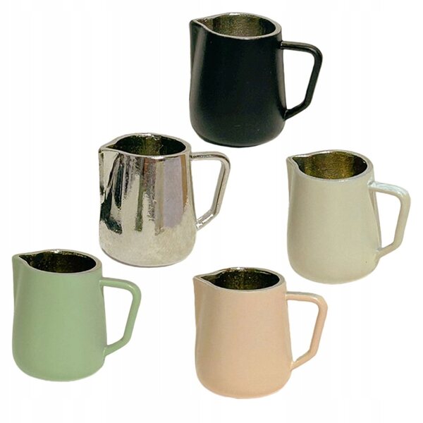 Set di 5 mini brocche per latte colorate e resistenti per case delle bambole