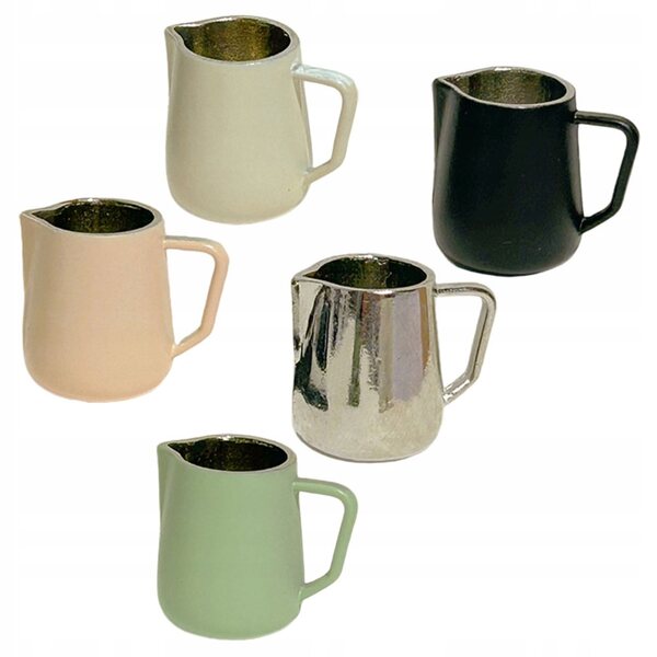 Set di 5 mini brocche per latte colorate e resistenti per case delle bambole