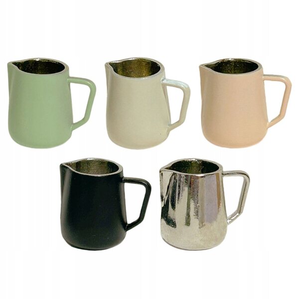 Set di 5 mini brocche per latte colorate e resistenti per case delle bambole