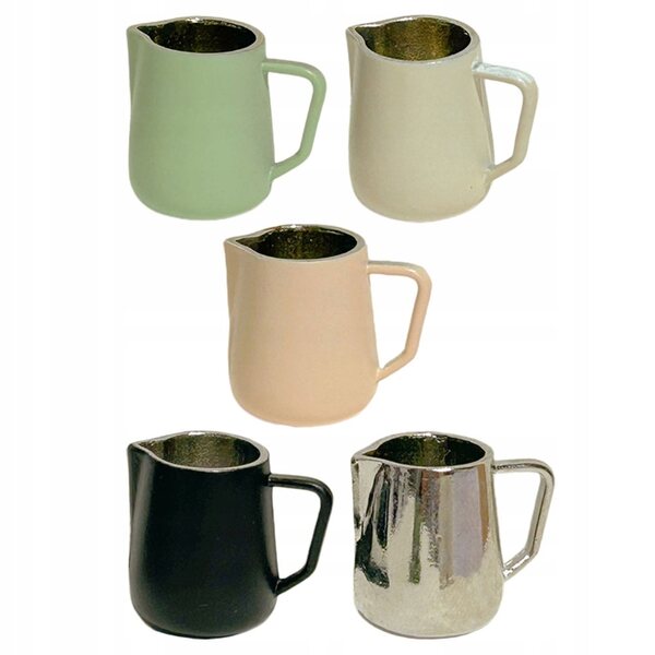 Set di 5 mini brocche per latte colorate e resistenti per case delle bambole