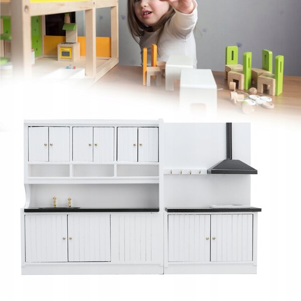 Mobili in legno per cucine di bambole, set miniatura 1:12, accessori per giochi