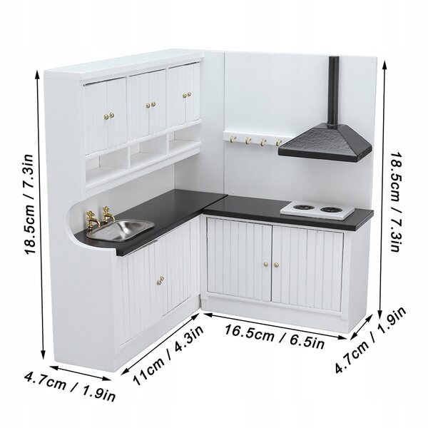 Mobili in legno per cucine di bambole, set miniatura 1:12, accessori per giochi
