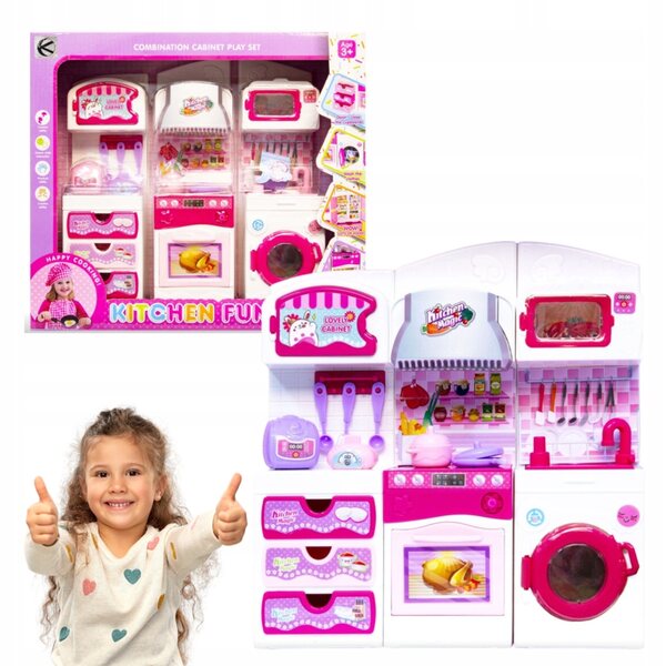 Spielzeugküchenset für rosa Puppen mit komplettem Zubehör ab 3 Jahren