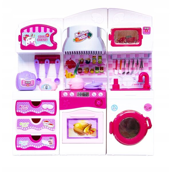 Spielzeugküchenset für rosa Puppen mit komplettem Zubehör ab 3 Jahren