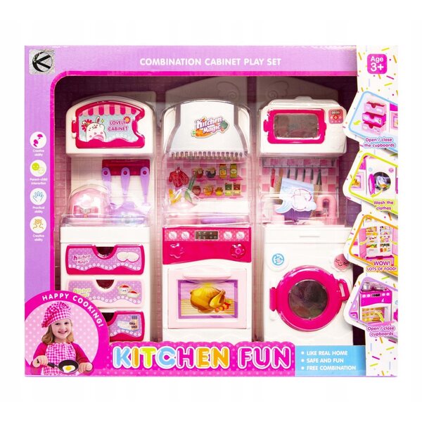 Spielzeugküchenset für rosa Puppen mit komplettem Zubehör ab 3 Jahren