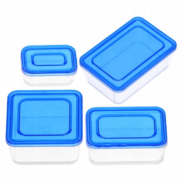 Lot de 4 mini boîtes à lunch jouets bleues en ABS, miniatures réalistes pour enfants