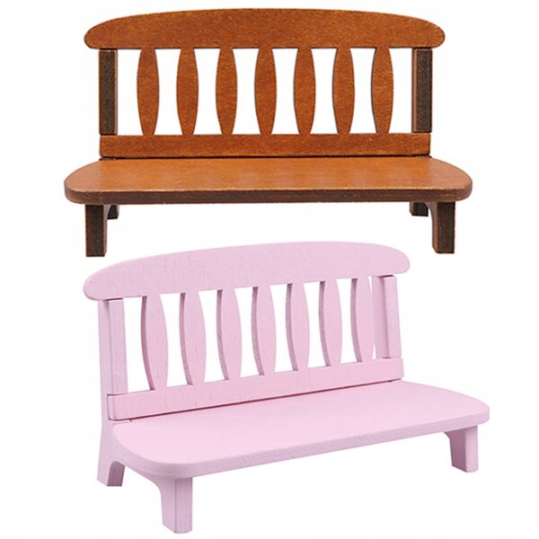 Miniature panchine in legno rosa 2 pezzi per casa delle bambole e decorazioni