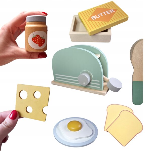 Holzküchenset für Kinder mit Toaster, lehrreichem und sicherem Spiel