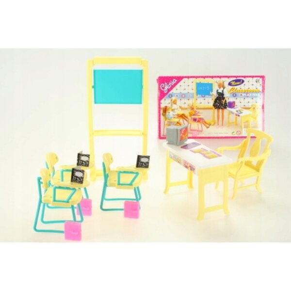 Set Scuola per Bambole con Mobili e Accessori per Gioco Educativo 3+