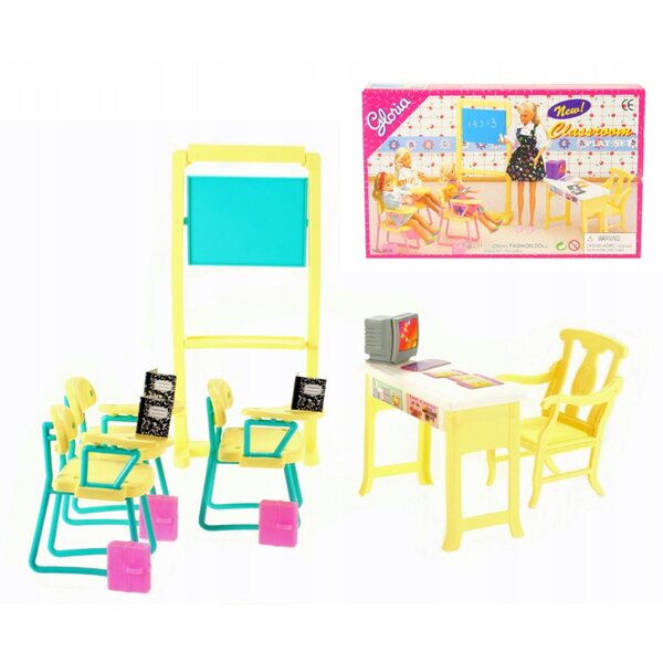 Set Scuola per Bambole con Mobili e Accessori per Gioco Educativo 3+