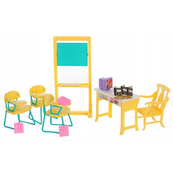 Set Scuola per Bambole con Mobili e Accessori per Gioco Educativo 3+
