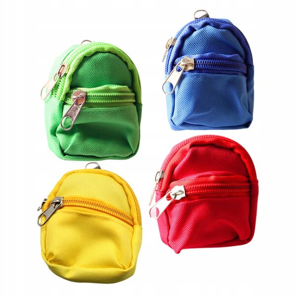 Set 4 Mini Zainetti in Tessuto per Case delle Bambole e Decorazioni