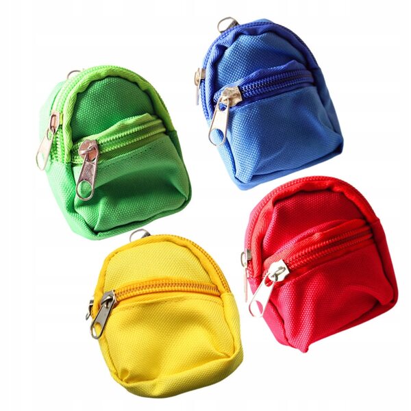 Set 4 Mini Zainetti in Tessuto per Case delle Bambole e Decorazioni