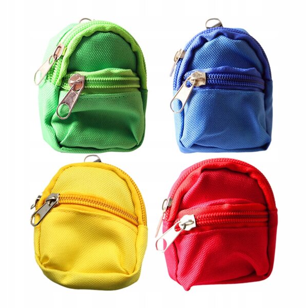 Set 4 Mini Zainetti in Tessuto per Case delle Bambole e Decorazioni