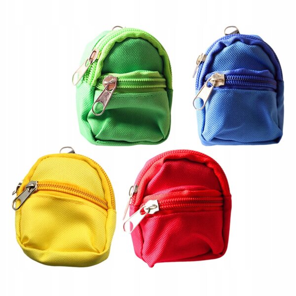 Set 4 Mini Zainetti in Tessuto per Case delle Bambole e Decorazioni