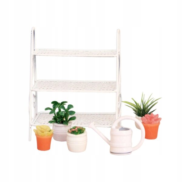 1:12 Mini-Puppenhaus-Pflanzenbanner-Set aus weißem Metall