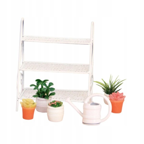 1:12 Mini-Puppenhaus-Pflanzenbanner-Set aus weißem Metall